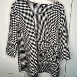 Tulip Checkered Ruched Oversized Top Blouse